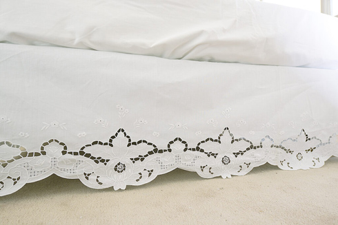 Grace hand embroidered Dust Ruffles. Twin Size. 39"x76"x14" - Click Image to Close